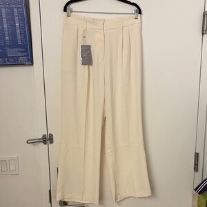 Chic Cream Wide Leg Women's Pants